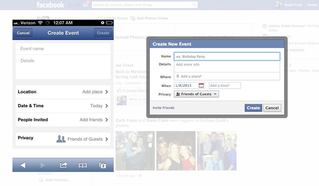 Facebook Modal window vs separate screen