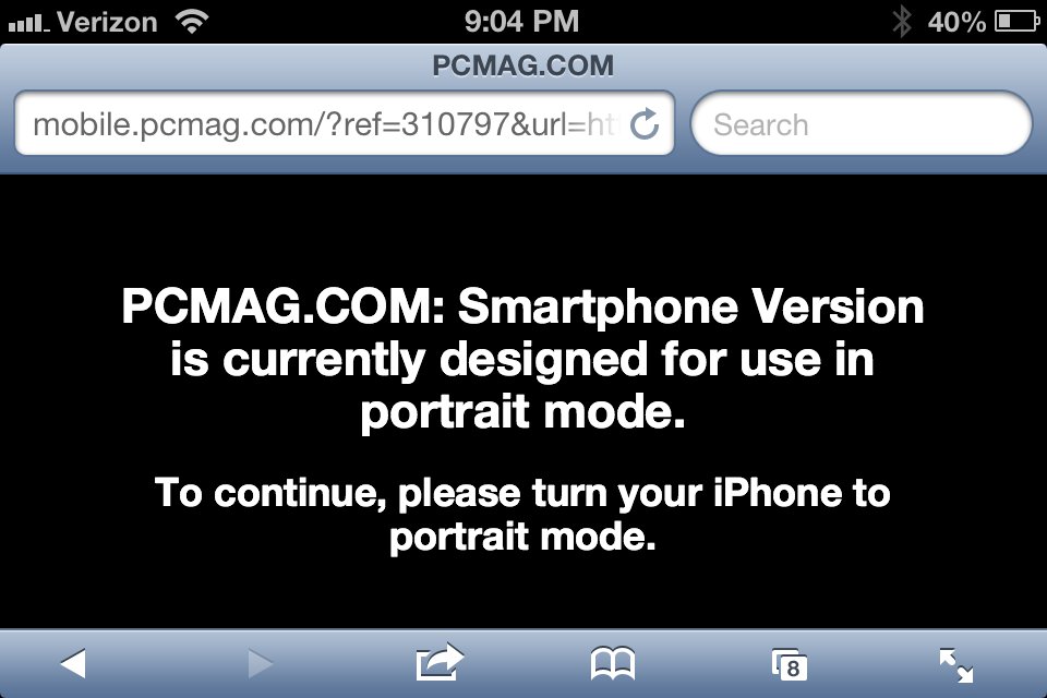 PC Mag smartphone version is currently designed for use in portrait mode 