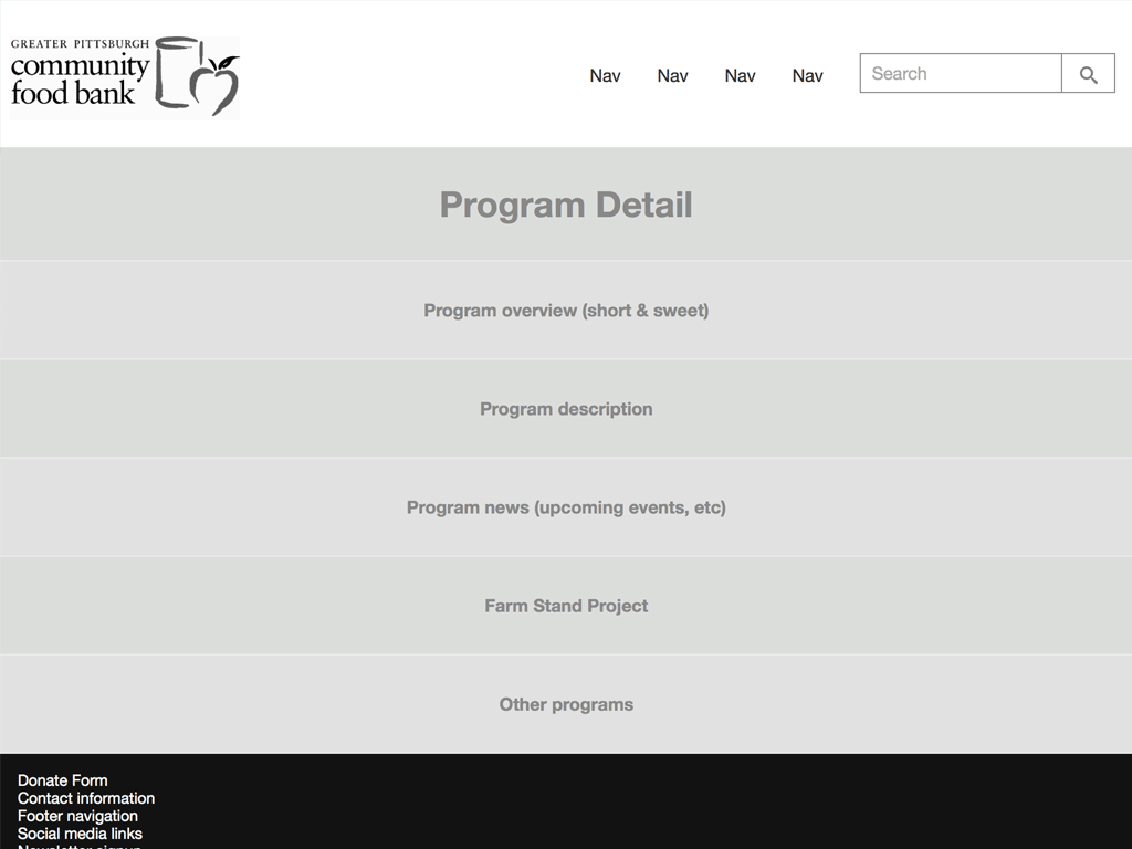 Pittsburgh Food Bank wireframe v1