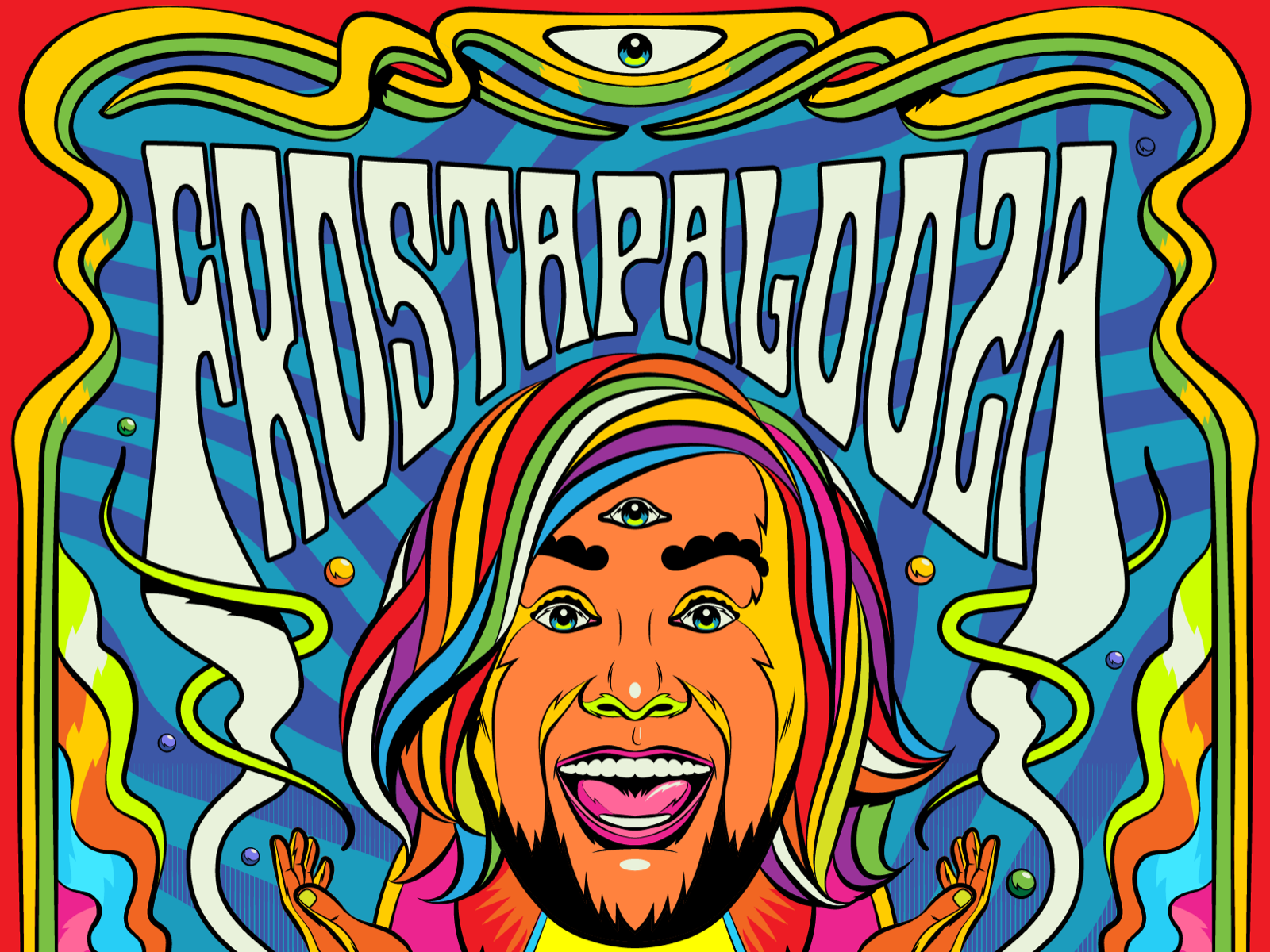 Frostapalooza artwork: a psychedelic illustration of Brad