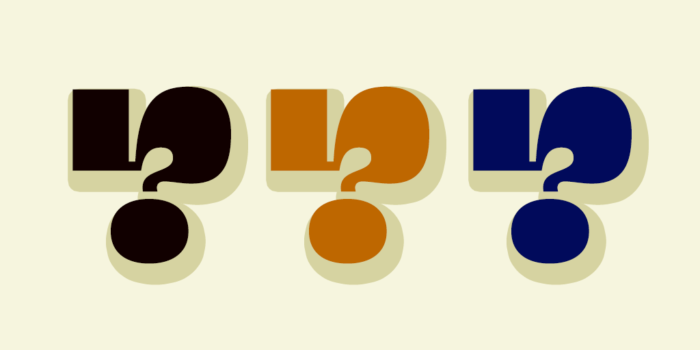 Three stylized question marks