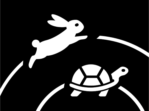 Illustration of a rabbit leaping over a turtle
