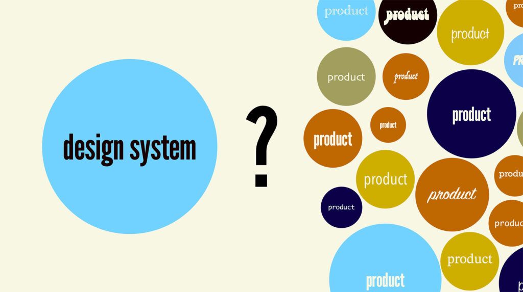 A bubble that says "design system" with a question mark next to a 