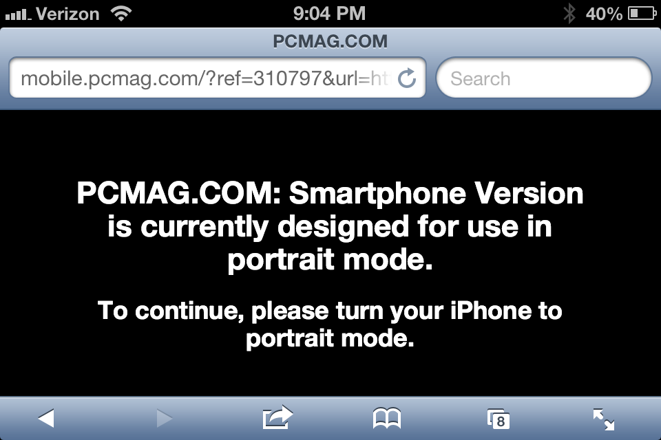 PC Mag smartphone version is currently designed for use in portrait mode