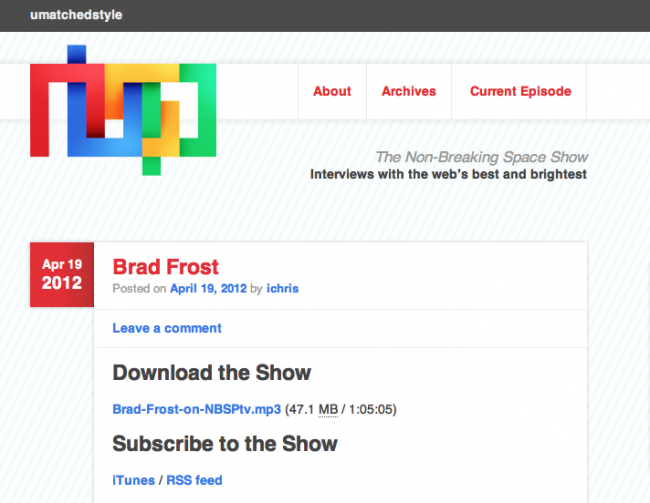 Brad Frost on Non-Breaking Space Podcast Brad Frost on Non-Breaking Space Podcast