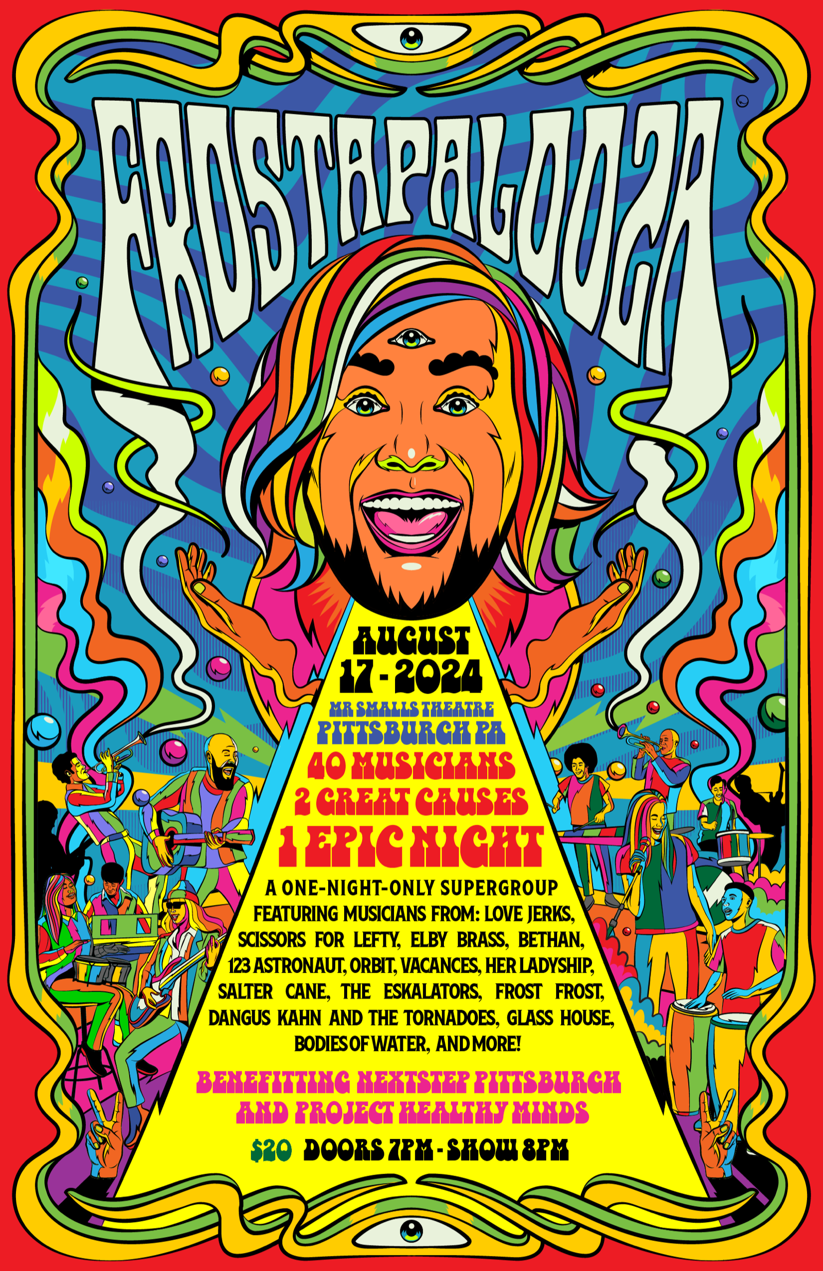 Frostapalooza concert poster: August 17, 2024, Pittsburgh