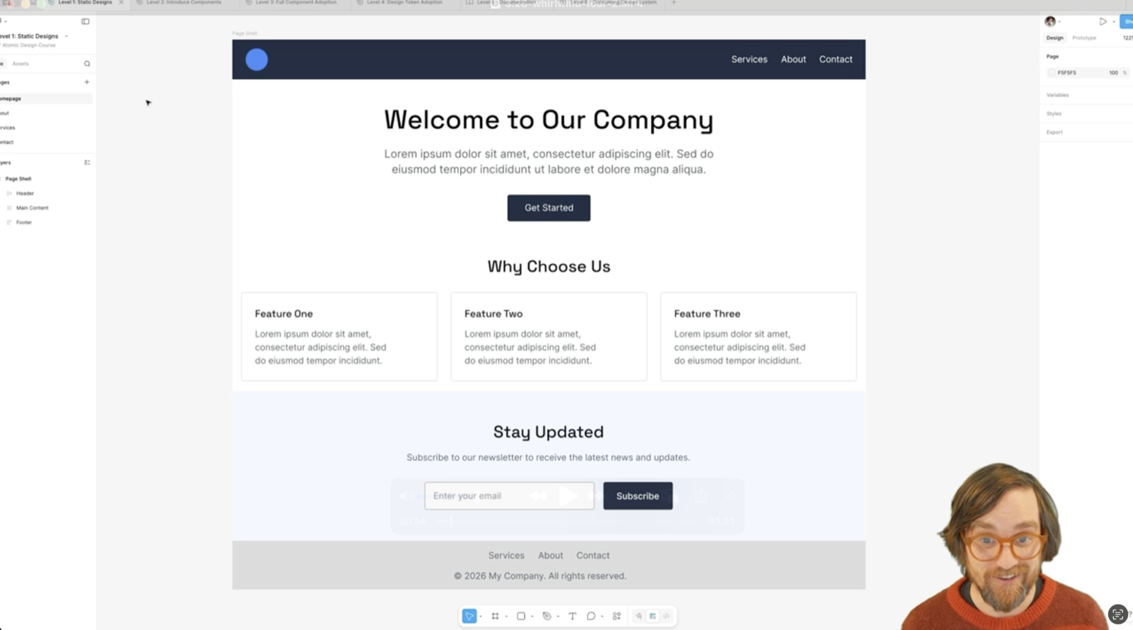 Screen recording of Brad building a design system in Figma