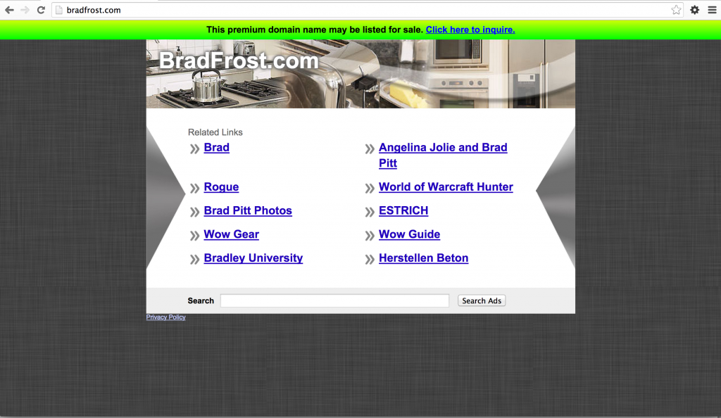 Bradfrost.com ad-stuffed domain landing page