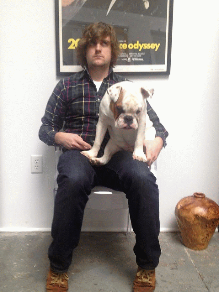 An animated Gif of Ziggy sitting in Bra'd lap