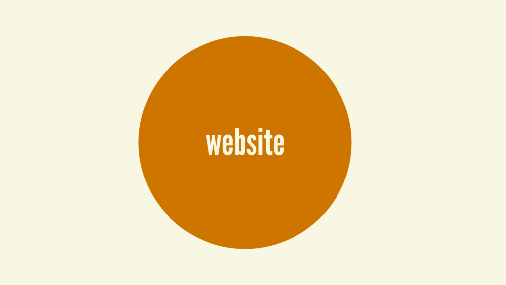 An illustration showing a bubble labeled "website"