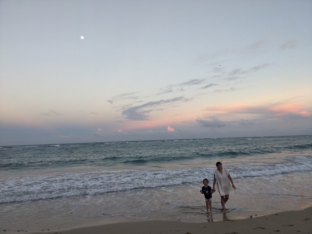 Ella and Melissa in Punta Cana on a beach