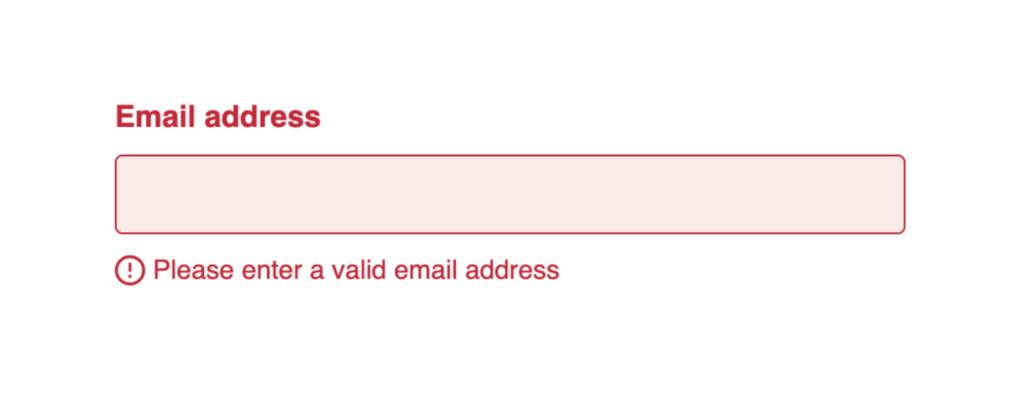An email address input field with a specific design aesthetic applied to it