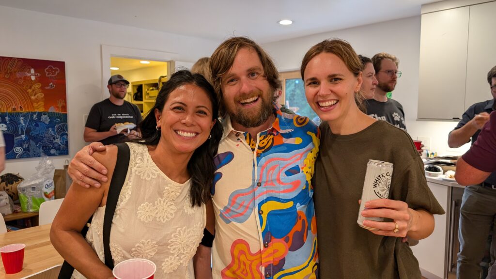 Anna Santiago, Brad Frost, and Jessi Hall smiling